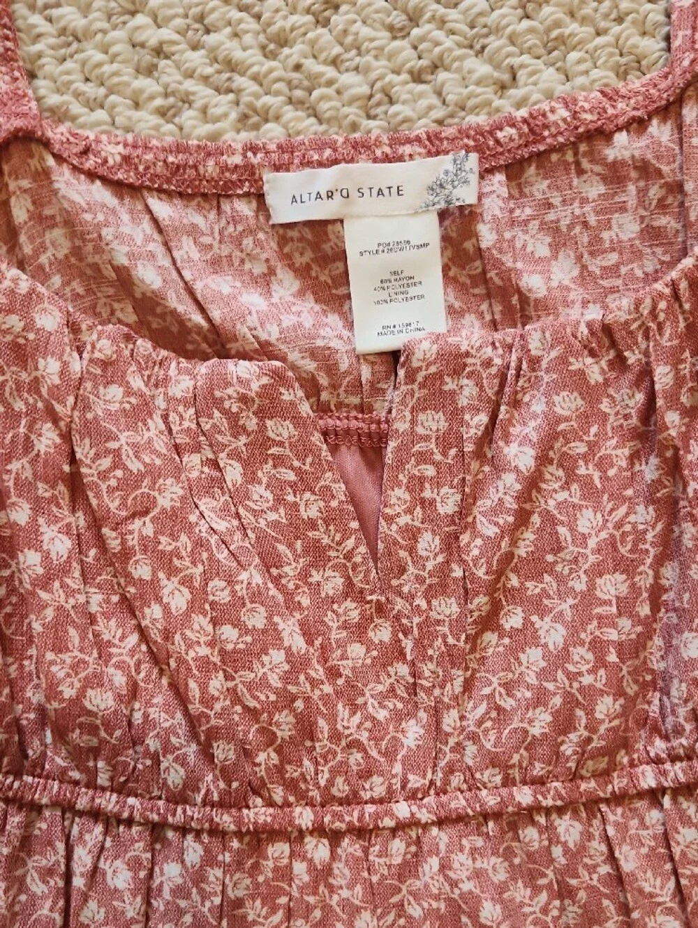 Altar'd State Rose Pink Floral Tiered Mini Dress